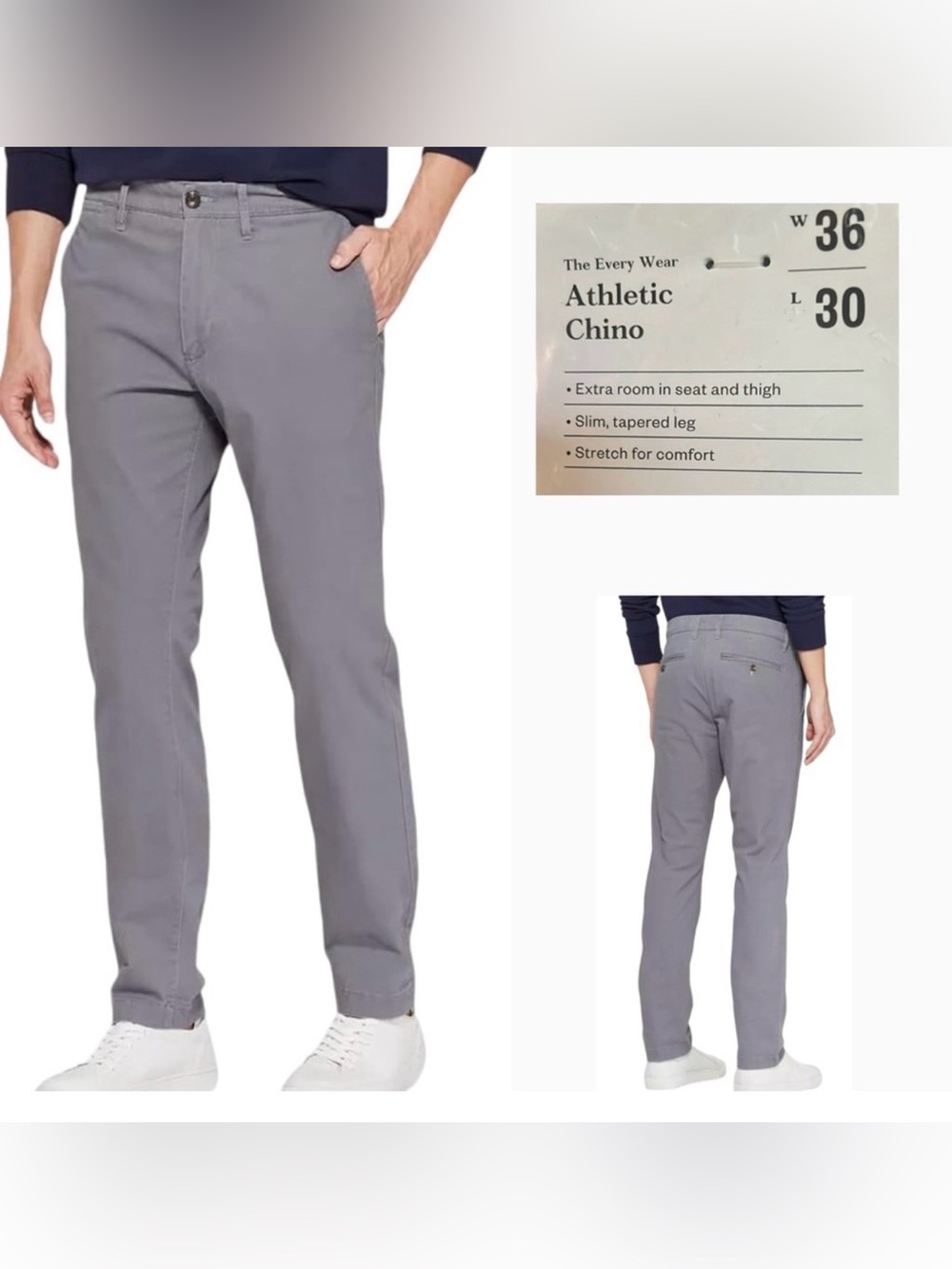 Athletic tapered leg Chino stretch fabric extra room in seat and thigh